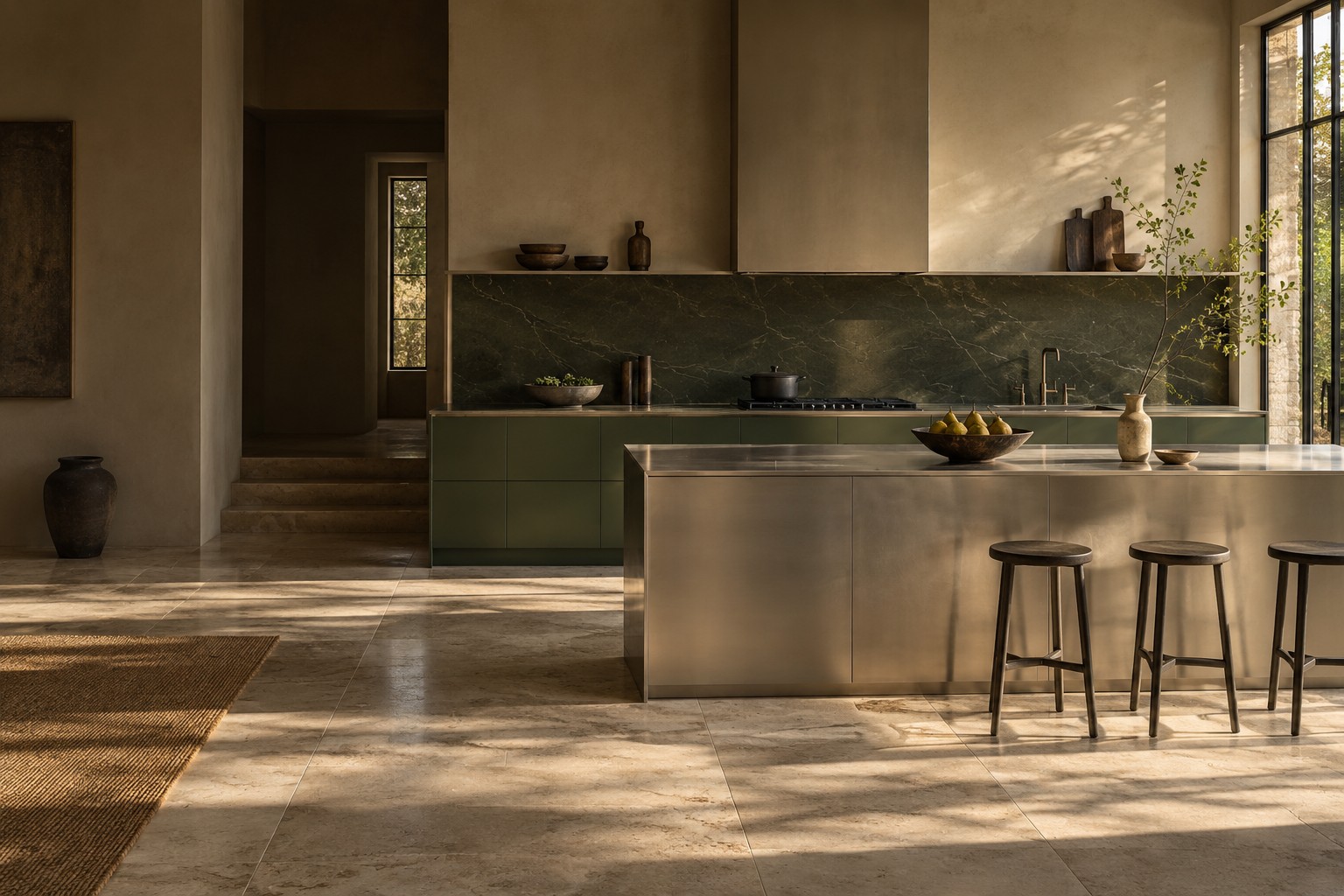 A warm metal kitchen — design concept
