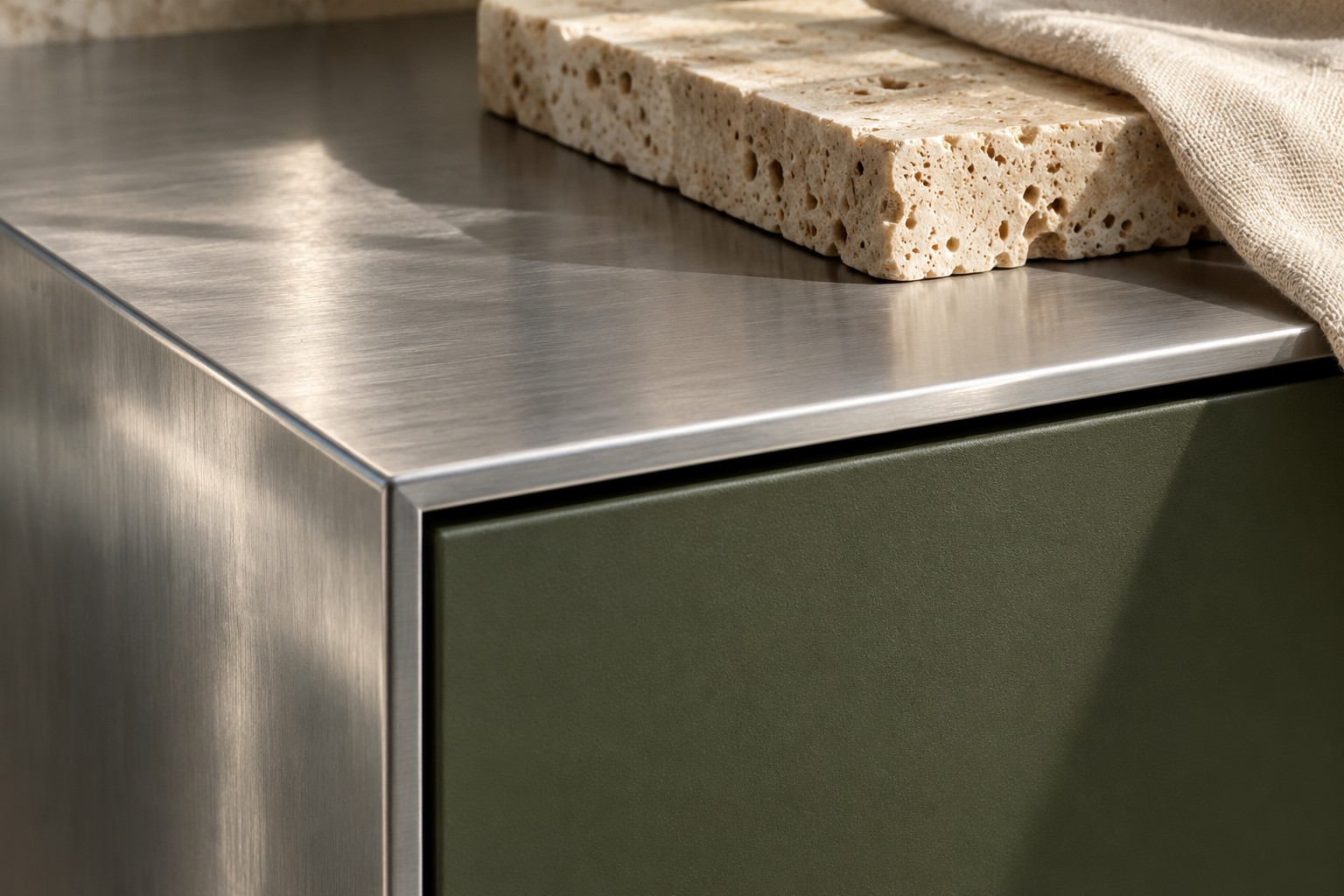 Brushed steel and satin metal — AI design concept